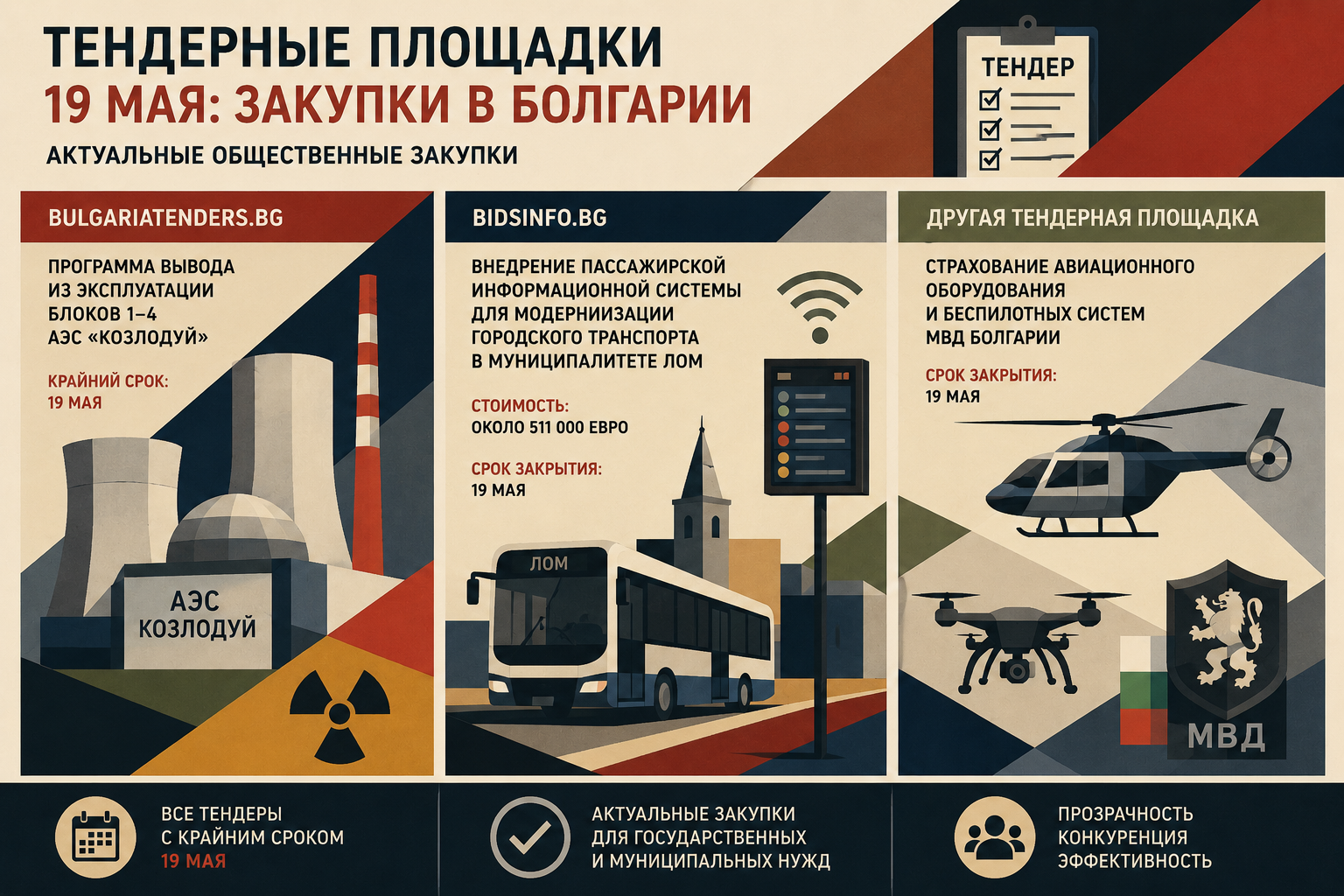 Тендерные площадки сегодня показывают несколько болгарских закупок