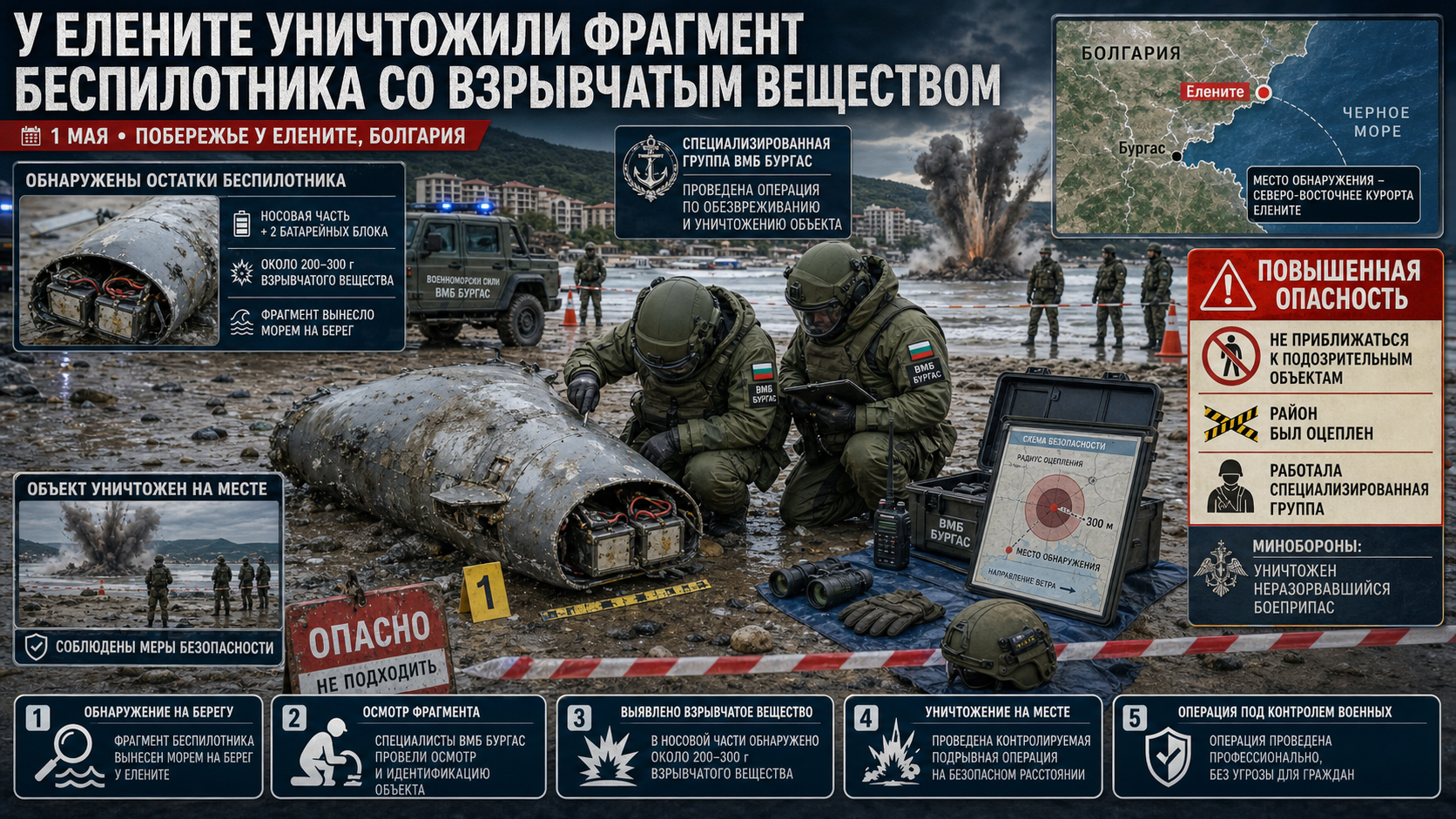 У Елените уничтожили фрагмент беспилотника со взрывчатым веществом