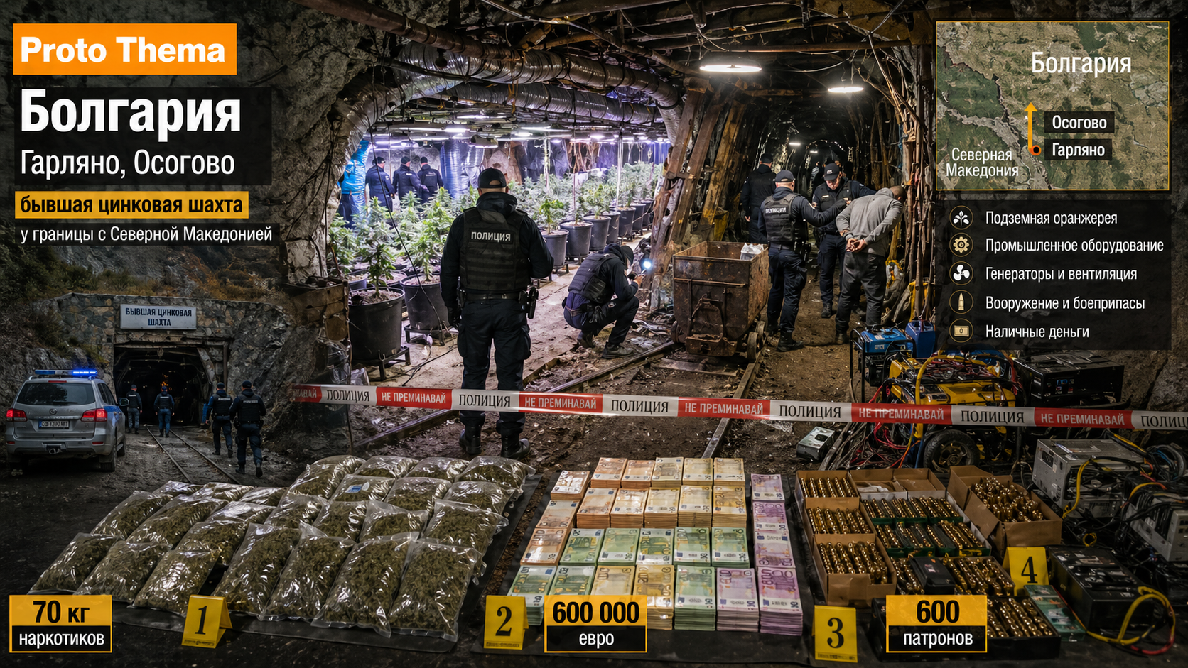 Греческое издание сообщает о нелегальной ферме каннабиса в бывшей шахте в Болгарии