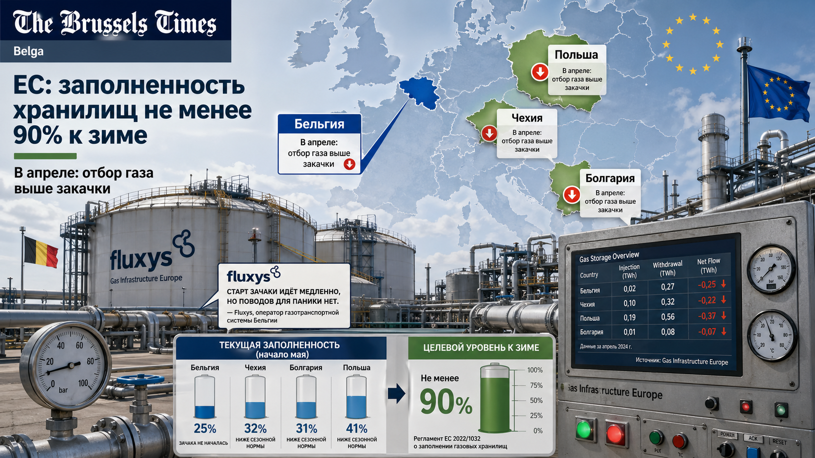 Бельгийское издание упоминает Болгарию в материале о газовых хранилищах