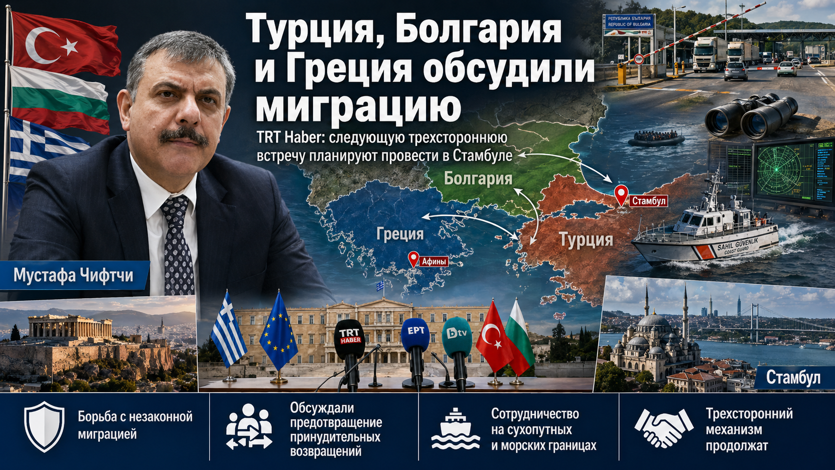 Турецкое издание пишет о встрече Турции, Болгарии и Греции по миграции