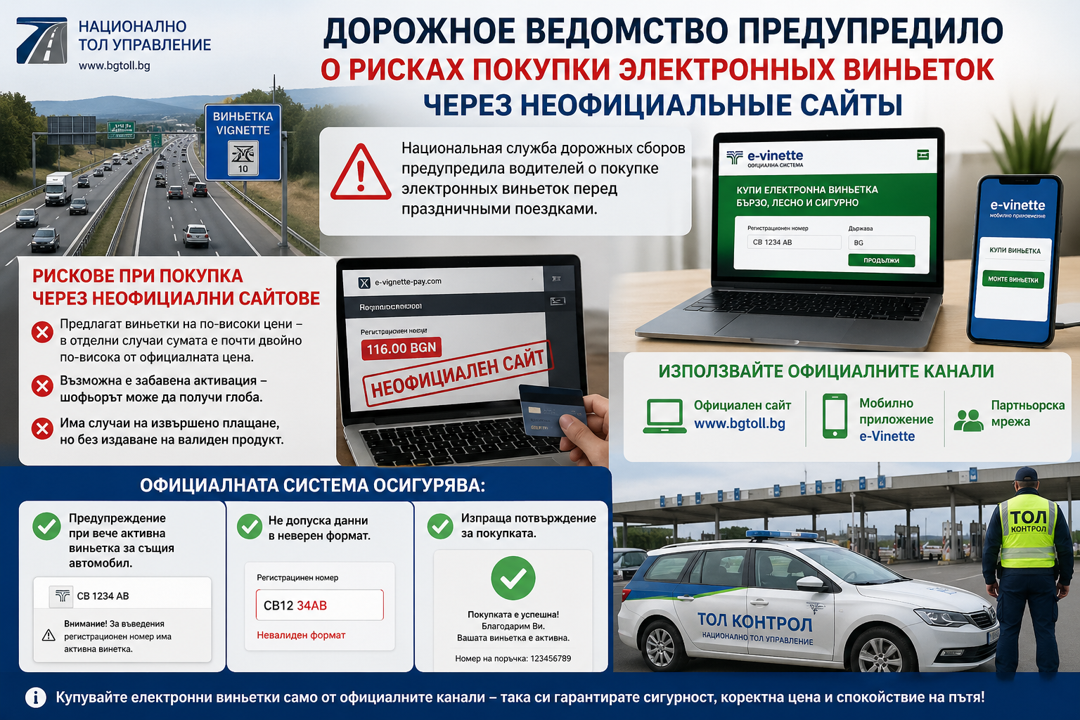 Дорожное ведомство предупредило о рисках покупки электронных виньеток через неофициальные сайты